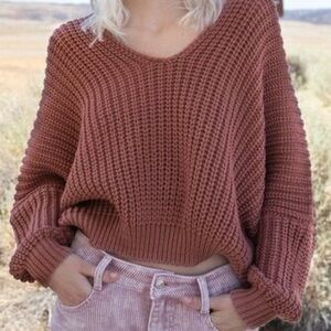 Vici Warm Rust V-Neck Sweater